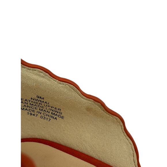 Nine West Mai Leather Ballerina Flats Orange Scalloped Edge Shoe Size 9 New - Picture 7 of 12